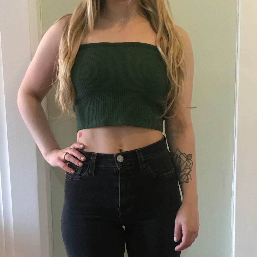 Urban Outfitters Hallie Ribbed Cropped Tube Top